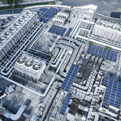 HVAC equipment on building rooftop